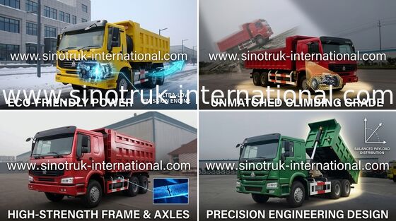 Camion à benne basculante de verseur de SINOTRUK HOWO 10wheels LHD 371HP 25tons 10-25CBM ZZ3257N3847A