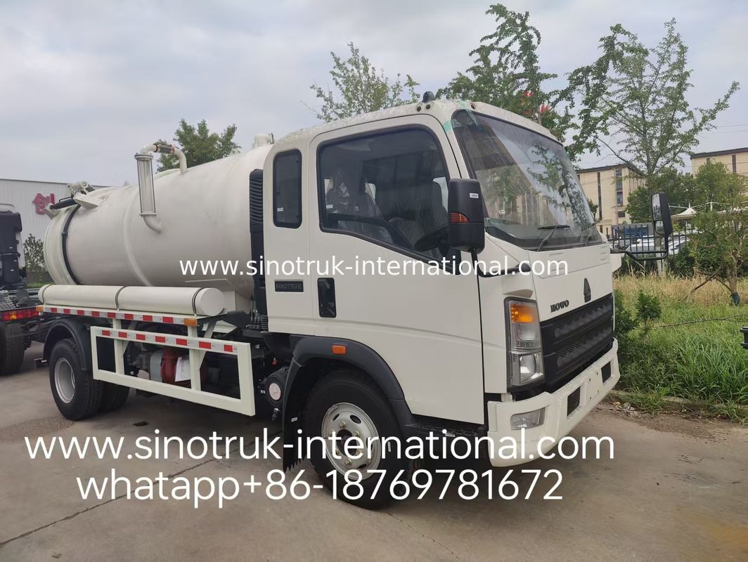 4*2 Conduisez le camion HOWO pour l'aspiration des eaux usées: réservoir de 6 m3, 160 chevaux, pneus 8.00R20, camion léger pour les eaux usées, véhicule d'assainissement efficace
