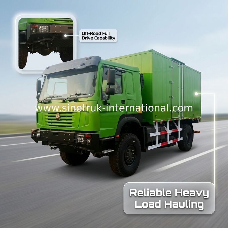 Camion de fret 4X4 LHD avec caisse de chargement de 5000*2300*2300 mm et essieu arrière de 16T pour transport lourd