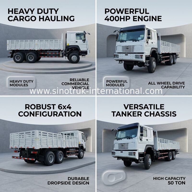 Howo Full Drive Truck de chargement de 400 ch à 4 essieux