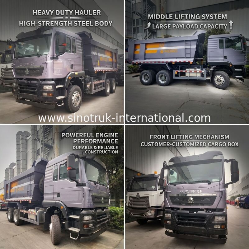 SINOTRUK HOWO TX camion-déchargeuse à bascule avec moteur puissant de 380 chevaux, charge utile de 30 à 40 tonnes et système de levage moyen
