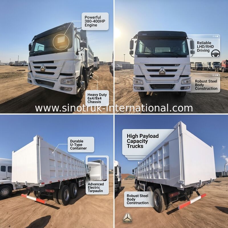 375 chevaux de puissance de déchargement de 40 à 50 tonnes de capacité de charge et 7300 mm de longueur de la boîte de chargement