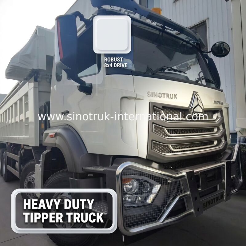 Camion benne Sinotruk NX avec moteur 371CV, capacité de 50-60T et configuration 8×4 pour transport lourd