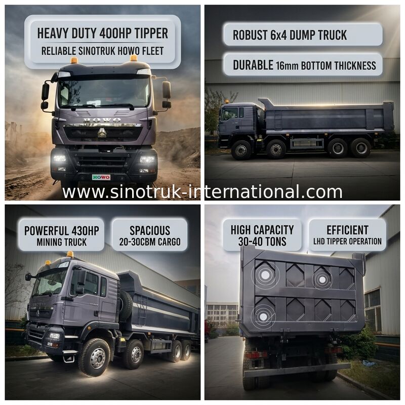 Camion à bascule SINOTRUK HOWO 400HP 12 roues LHD 30-40 tonnes 20-30CBM ZZ3317V356GB1