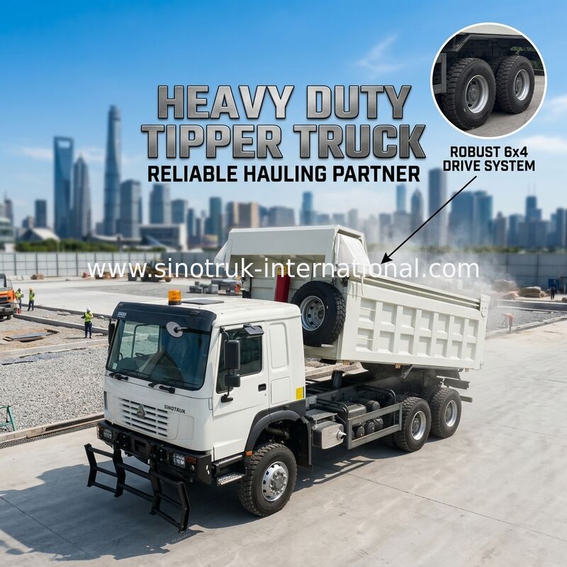 SINOTRUK 371HP 6 × 6 RHD HOWO Dump Truck Blanc 19-20CBM Levé avant entièrement entraîné, avec bâche, modèle populaire au Guyana