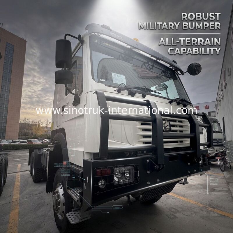 SINOTRUK HOWO Ghost Face cabine Tracteur camion 6X6 Euro 2 430 HP pare-chocs militaire blanc