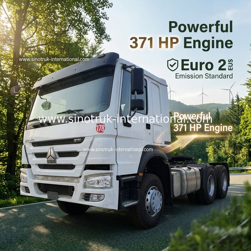 HOWO A7 Camion tracteur d'occasion LHD 6X4 Euro 2 371 ch avec direction hydraulique assistée