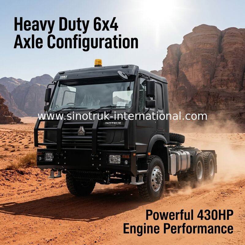 Sinotruk Howo Tractor Truck Lhd 10Wheels 430Hp 6 × 4 HW76 Green