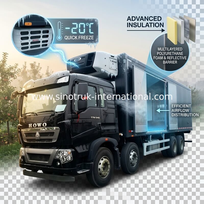 Camion de livraison d'aliments surgelés de HOWO T5G LHD 8×4 consommation basse d'énergie de 40 tonnes