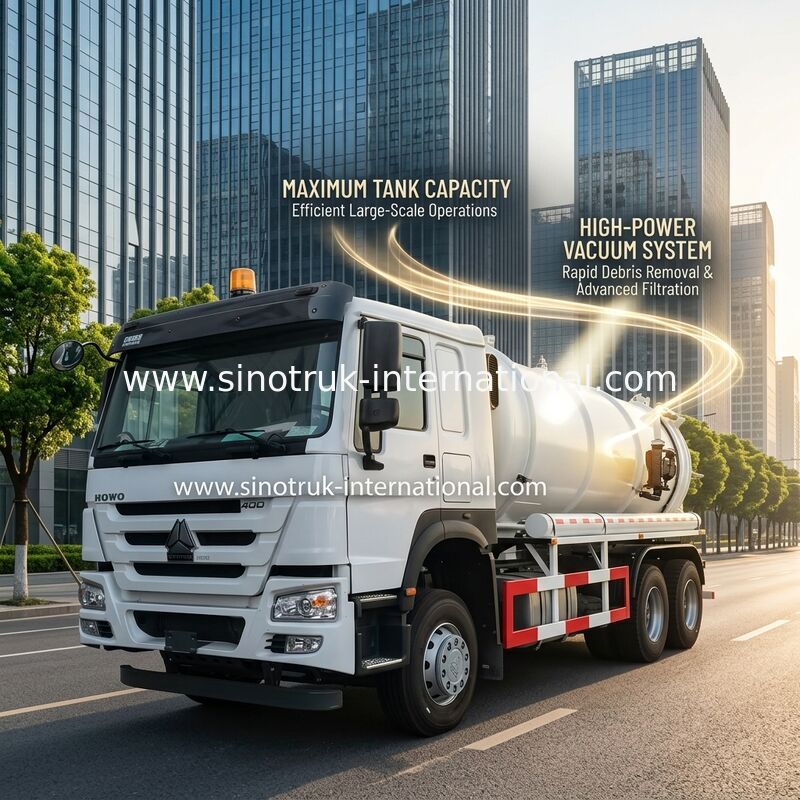 Camion de nettoyage 18CBM LHD 336HP de fosse septique de camion d'aspiration d'eaux d'égout de pompe à vide