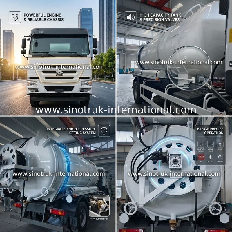 Fosse septique de camion d'aspiration d'eaux d'égout de pompe à vide nettoyant 16CBM LHD 290HP