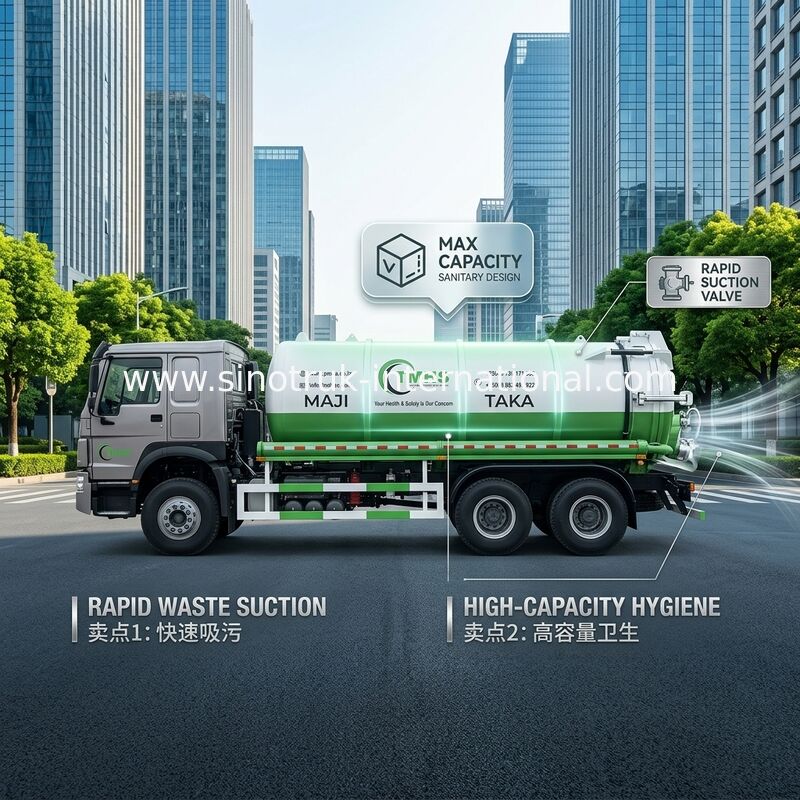 Pompes à vide, aspirateurs d'eaux usées, camions septiques, camions de nettoyage de réservoirs 20CBM LHD 380 ch