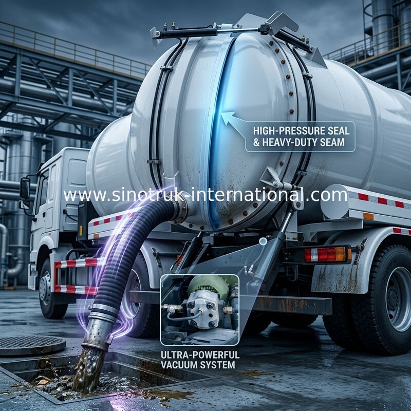 camion 6×4 de vide d'égout de 19CBM LHD 336HP pour l'aspiration chimique de sédiment de réservoir d'eaux d'égout d'huile