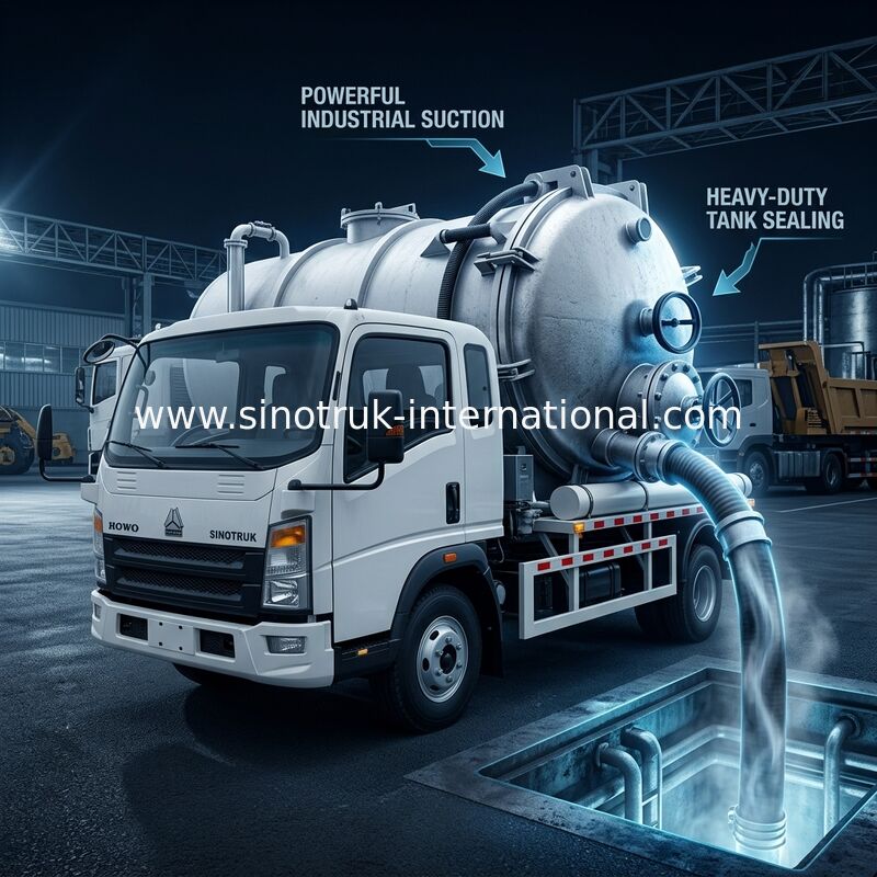 4*2 Conduisez le camion HOWO pour l'aspiration des eaux usées: réservoir de 6 m3, 160 chevaux, pneus 8.00R20, camion léger pour les eaux usées, véhicule d'assainissement efficace