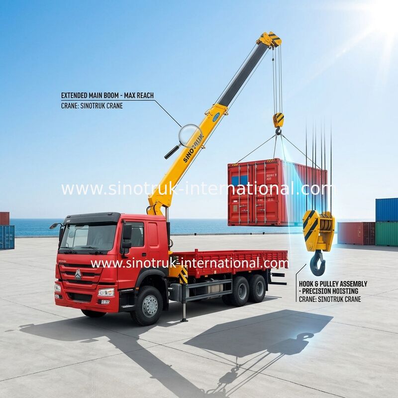 Les 12 tonnes résistantes de camion de HIAB ont monté l'ascenseur télescopique de cargaison de camion de la grue 6X4 LHD