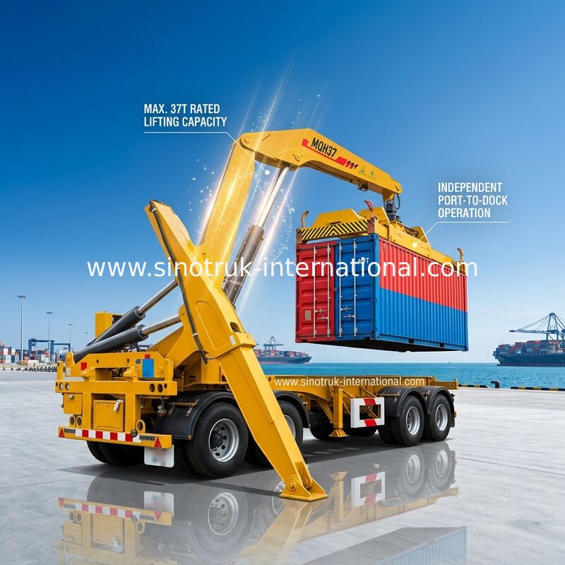 Le camion de GV monté tend le cou l'équipement pour la remorque de 3 axes semi soulevant le conteneur de 40ft