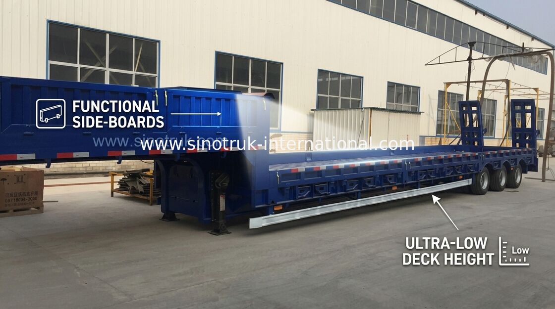 De couleur bleue de couche horizontale suspension hydraulique de normale des axes 80t du camion de remorque semi 3
