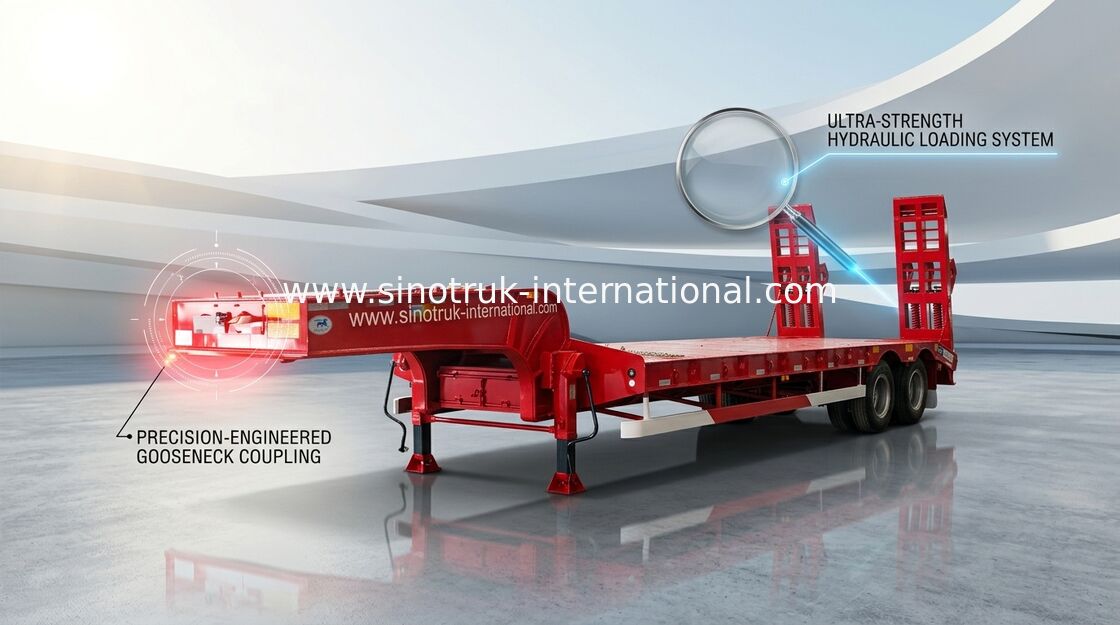 Bas de lit axes de la remorque 3 semi 60 tonnes 15m pour transporter la machine de construction