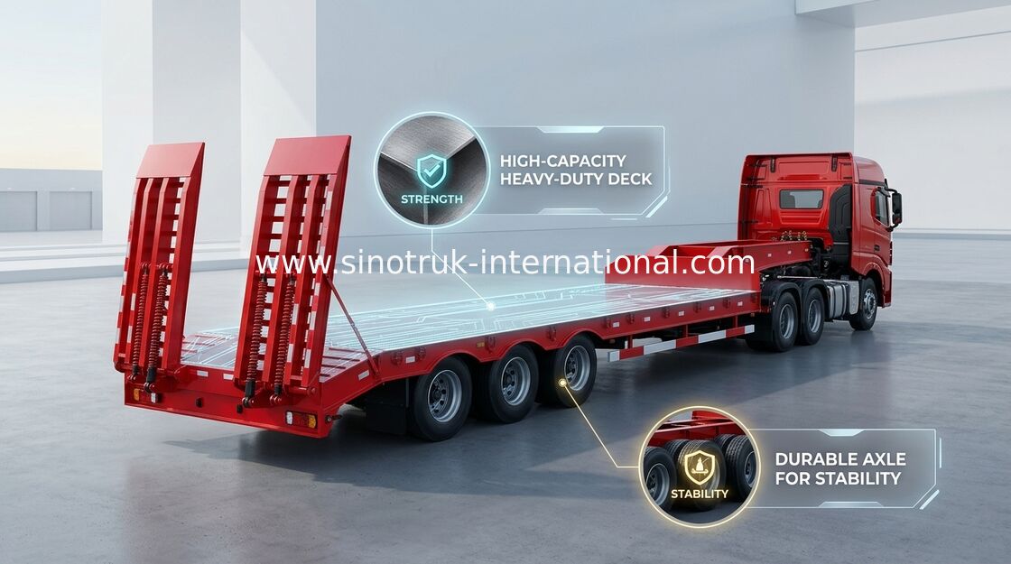 Bas de lit axes du camion de remorque semi 3 80 tonnes 17m pour la machine de chargement de construction