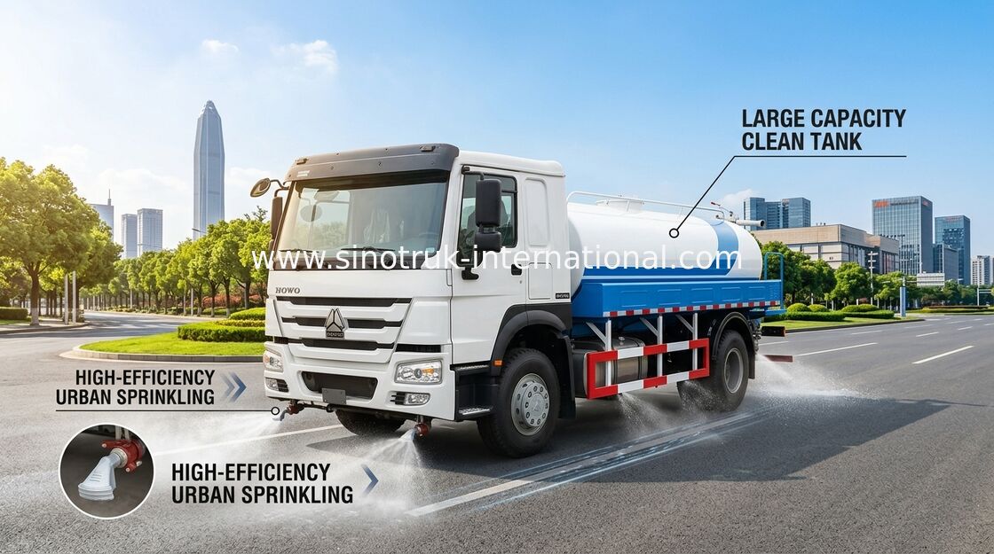 Camion de réservoir d'eau de construction de SINOTRUK HOWO 10CBM avec le géant de rotation de 360 degrés