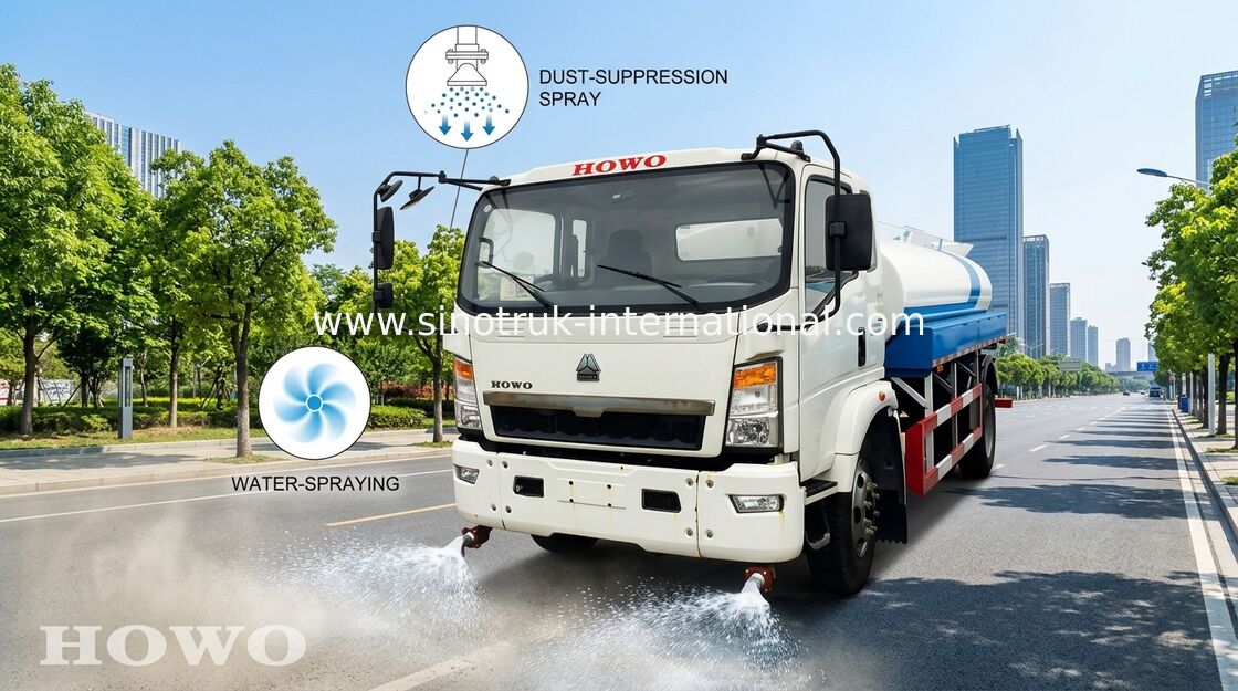 Arrosant le camion 5 - châssis de faible puissance de camion de 8CBM SINOTRUK HOWO pour le rinçage de route