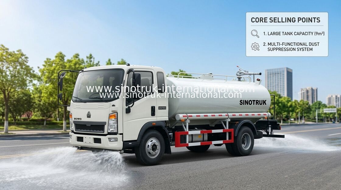 Chaîne de pulvérisation du camion de réservoir d'eau légère de SINOTRUK LHD 5-8CBM au loin