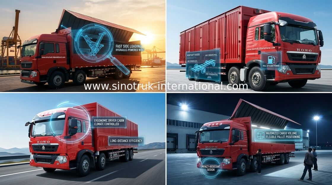 SINOTRUK HOWO T5G Wing Van Cargo Truck 8X4 12 roule le moteur Euro4 336HP d'HOMME de LHD