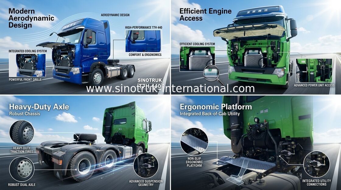 Euro international 4 du moteur LHD 6X4 de HP du moteur 440 d'HOMME du tracteur T7H de camion