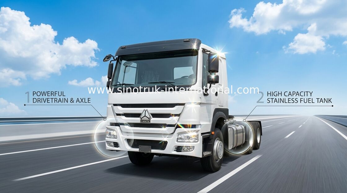 HW76 de LHD 6 x 4 336HP 10 des roues HOWO de tracteur sécurité simple de couchette de cabine du camion