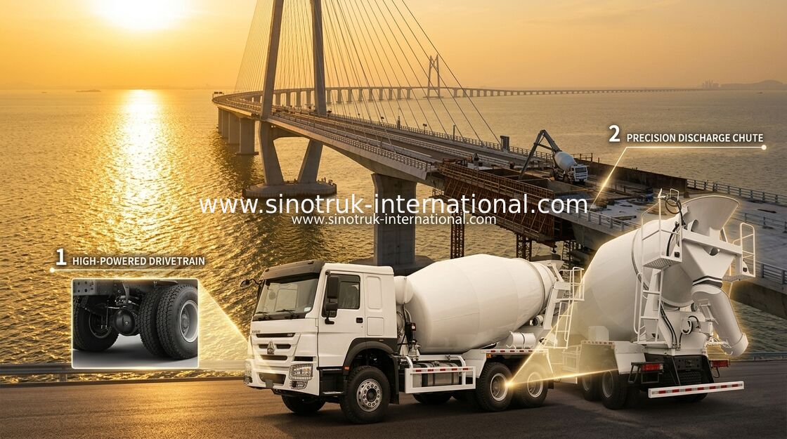 Sinotruk Howo Camion de mélangeur de béton 380HP 6-10CBM 6 X 4 Euro 2 usine de mélange RHD