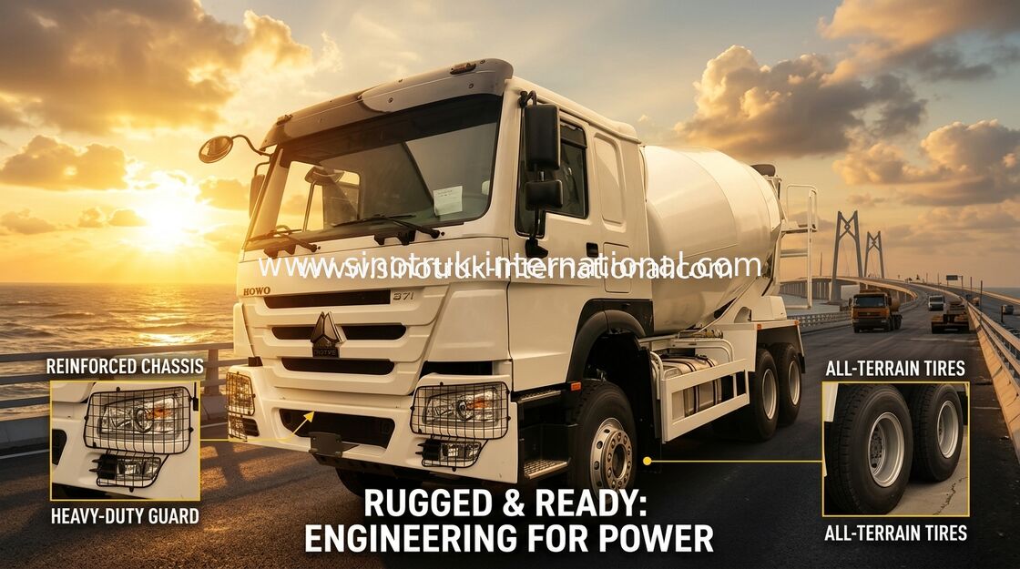 HOWO 371HP 10m3 Camion de mélangeur de béton avec pompe et moteur Eaton pour la construction lourde