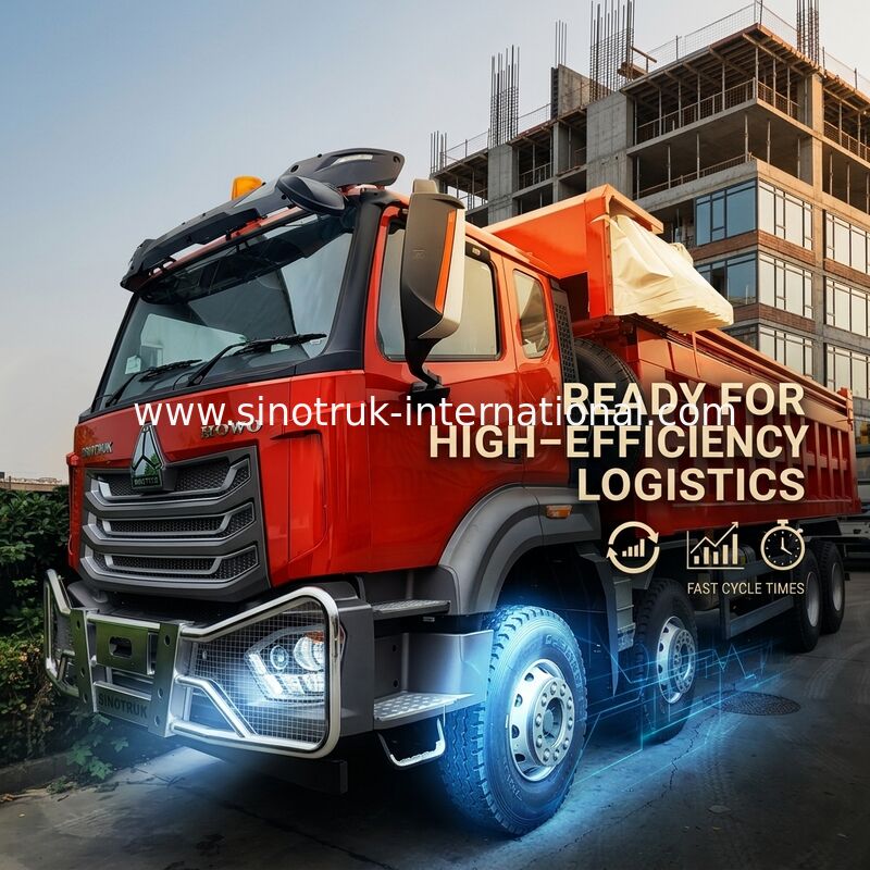 Super Roulement HOWO 8x4 Benne Basculante Rouge | 371CV Puissance Forte, 27M3 Grande Capacité, Transport Lourd 80-100T