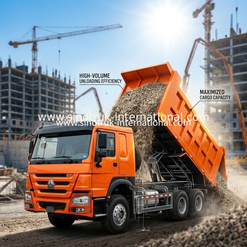 371HP 6x4 Dump Truck 20.01CBM Maîtrise de la charge utile pour une efficacité de charge lourde