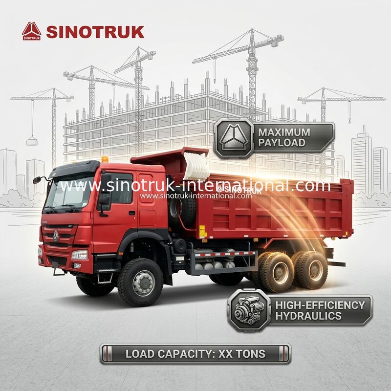 Camion benne HOWO 6*6 à traction intégrale rouge 430 CV avec cabine Ghost-Face