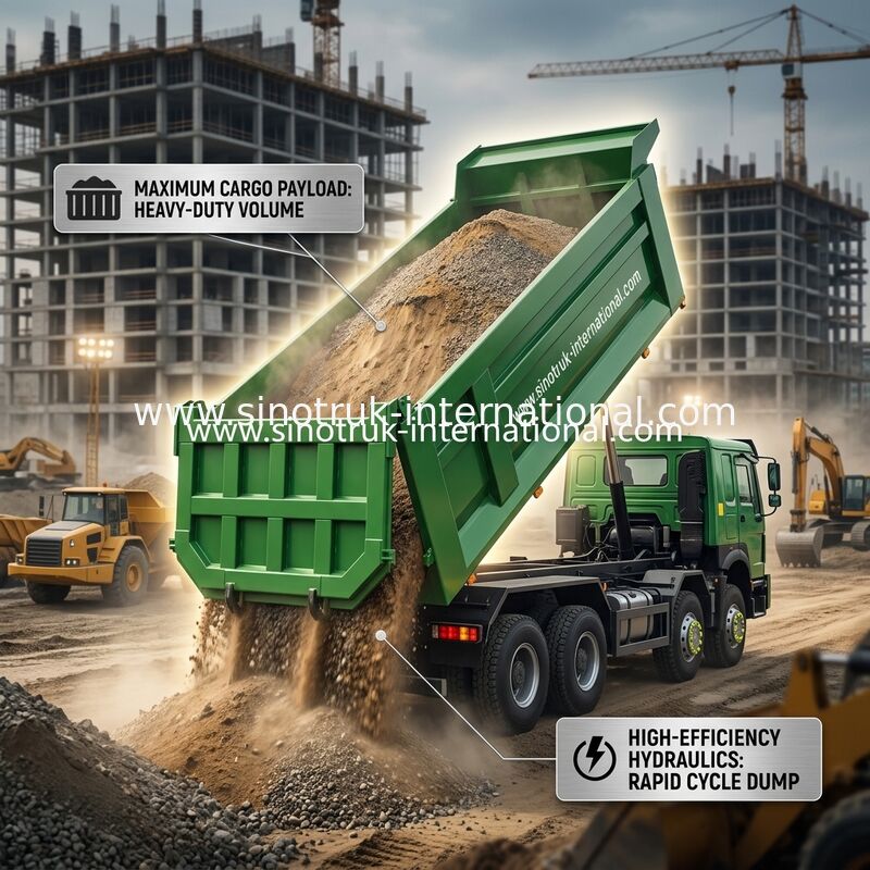 SINOTRUK HOWO 400HP 8X4 Camion Benne Construction Ancien Visage Avant Visage Fantôme Cabine Pare-chocs Militaire Conteneur de Type U