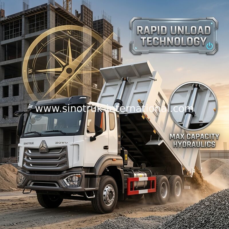 2 passagers Sinotruk Hohan déchargeur de déchargeur Weichai Moteur 6 × 4 LHD 380HP avec transmission manuelle