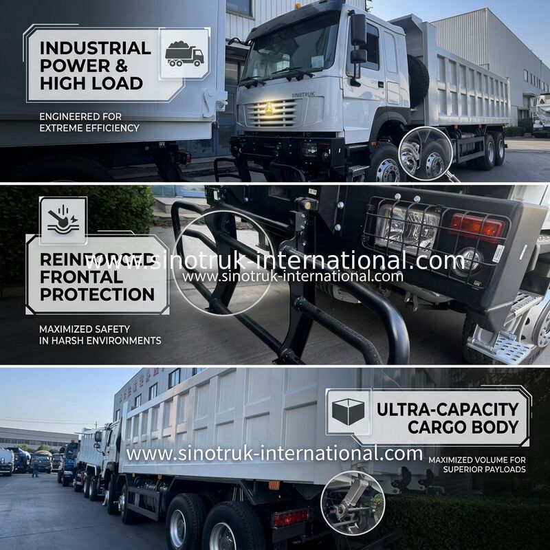 SINOTRUK HOWO 371HP camion de décharge à bascule Construction Vieille façade avant pare-chocs militaires pour les zones minières