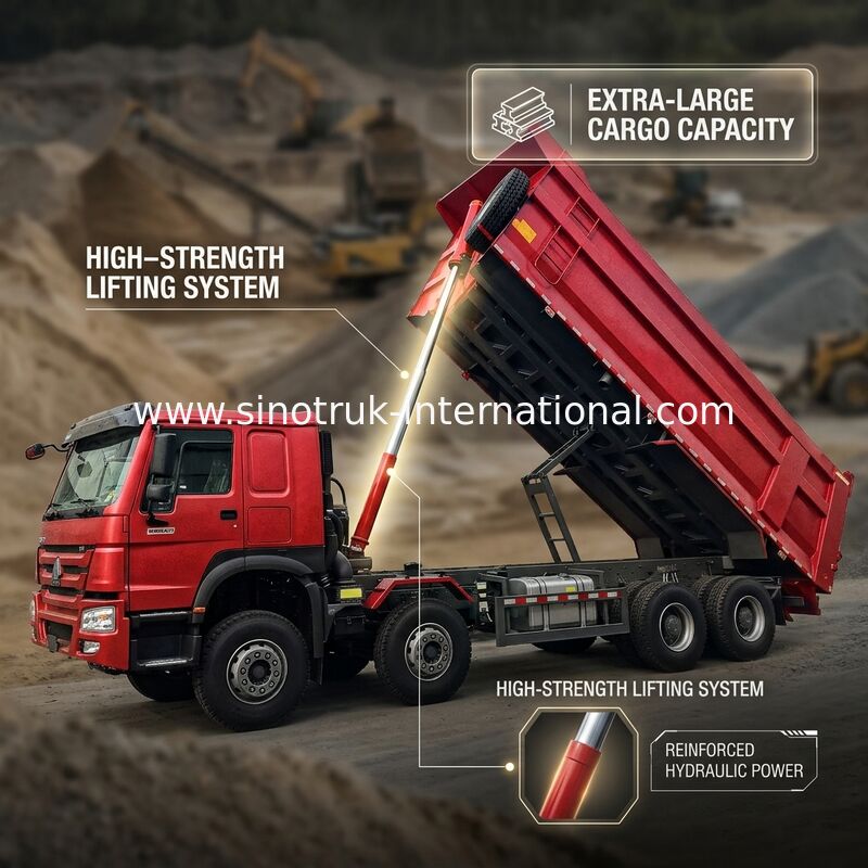 HOWO 12 roues Sinotruk 8X4 camion de décharge 400hp pour l'exploitation minière LHD U type conteneur