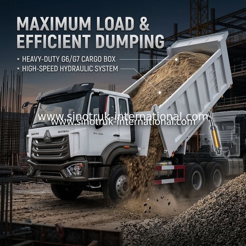 SINOTRUK HOHAN HOWO 380HP LHD déchargeur à bascule 6x4 boîte de chargement à motifs
