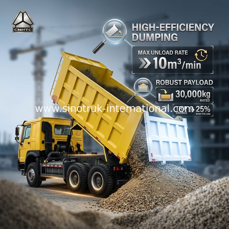 Sinotruk Howo Dump Truck 6 × 4 Lhd 10 roues 20CBM Boîte de chargement Pneus miniers
