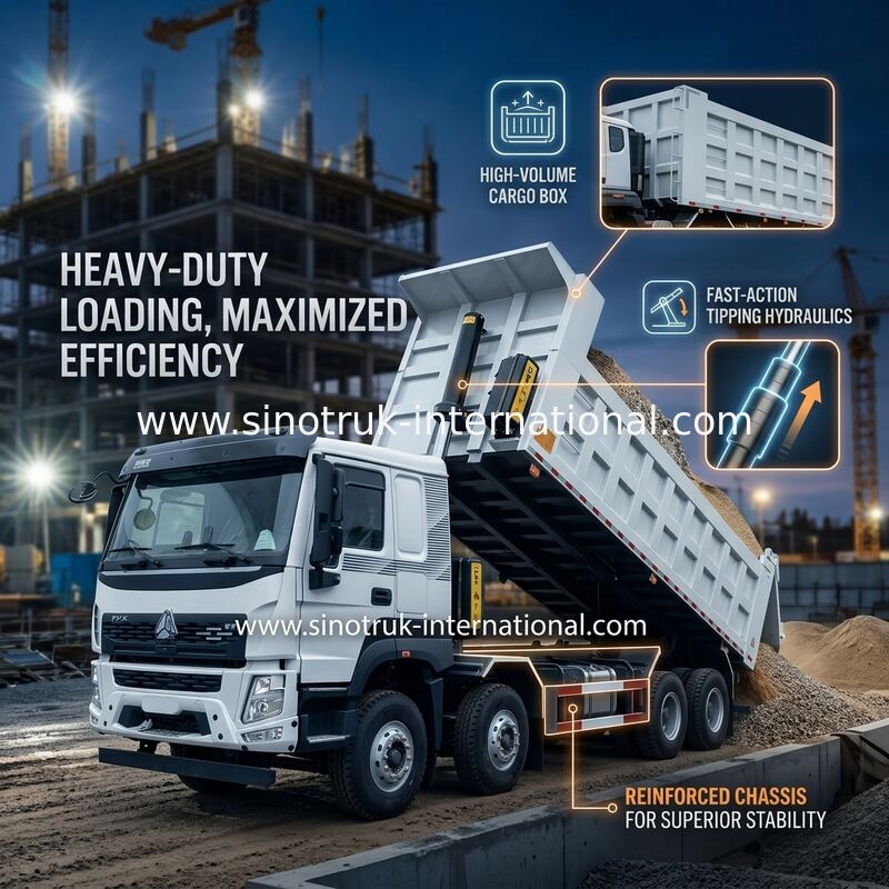 SINOTRUK HOWO 380HP camion à décharge à bascule 12 roues LHD 31 tonnes 20-30CBM V7-X Cabine
