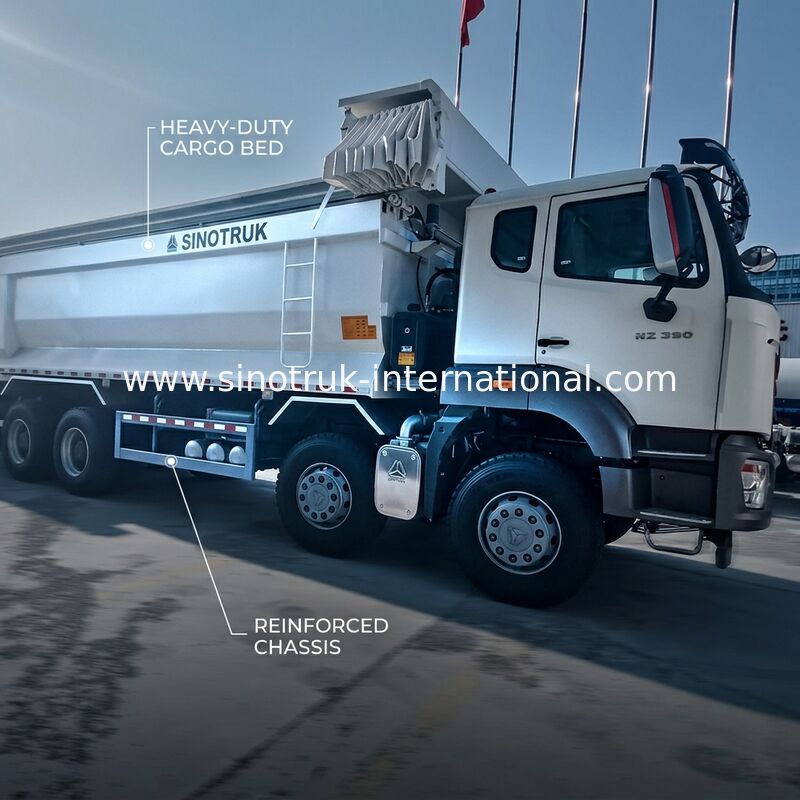 Sinotruk HOHAN Nouveau HOWO 8X4 camion de décharge 380 chevaux 12 roues blanc H77L ZZ3317V386JB1R type U