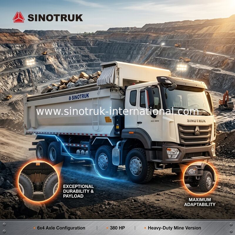 Sinotruk Hohan Nouveau camion de décharge à bascule HOWO N7 6 × 4 10 roues 380 chevaux RHD U Type Tarpaulin automatique
