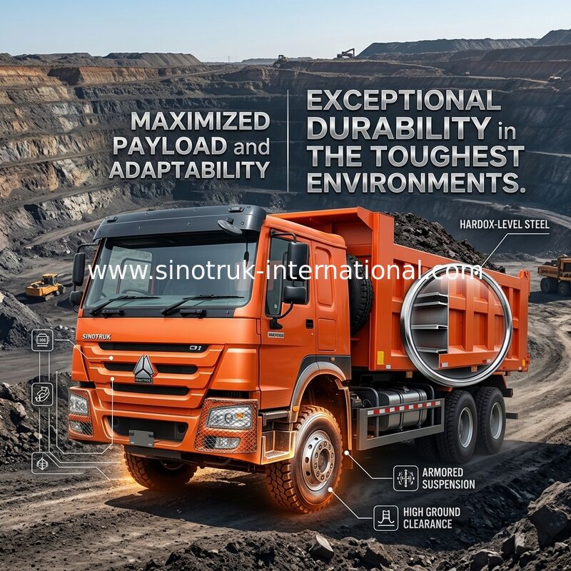 Sinotruk Howo déchargeur à bascule 400hp 8 × 4 Rhd 12 roues grand plateau 7600mm