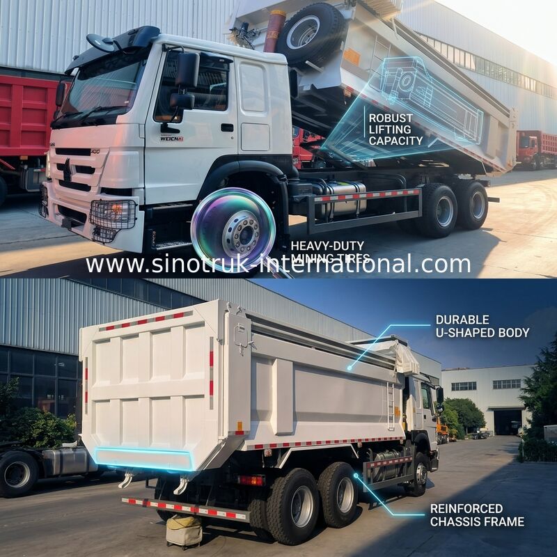 Camion à décharge à bascule de Sinotruk Howo 400hp 6 × 4 plateau en forme de U avec bâche automatique