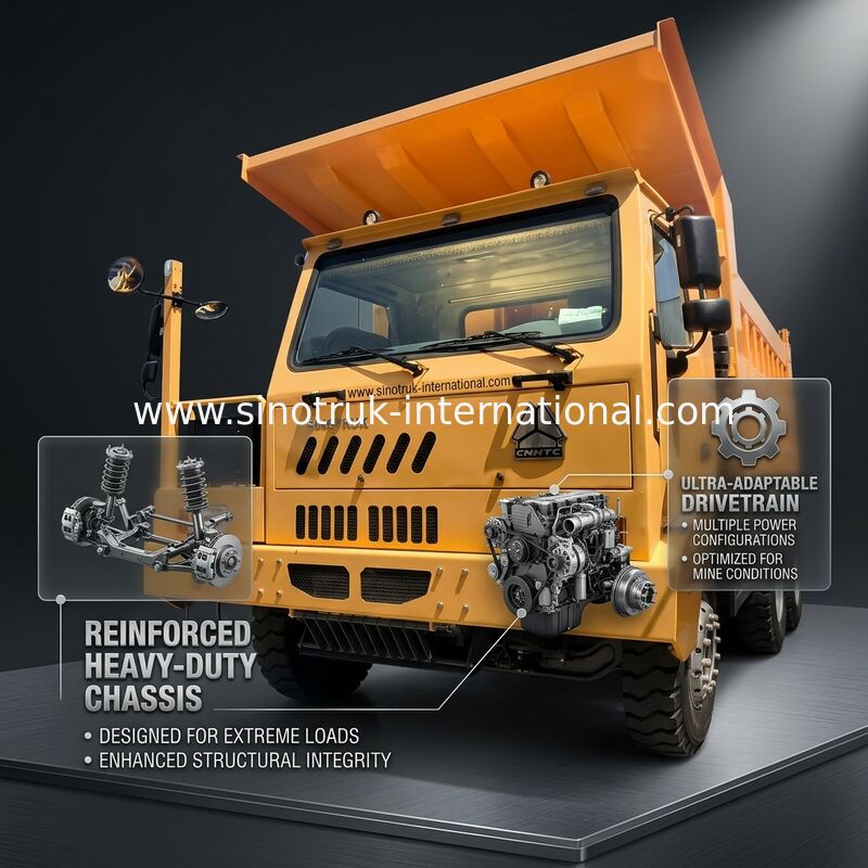 Sinotruk Howo Mining Tipper Dump Truck 90Tons 6 × 4 Corps de chargement en acier à haute résistance