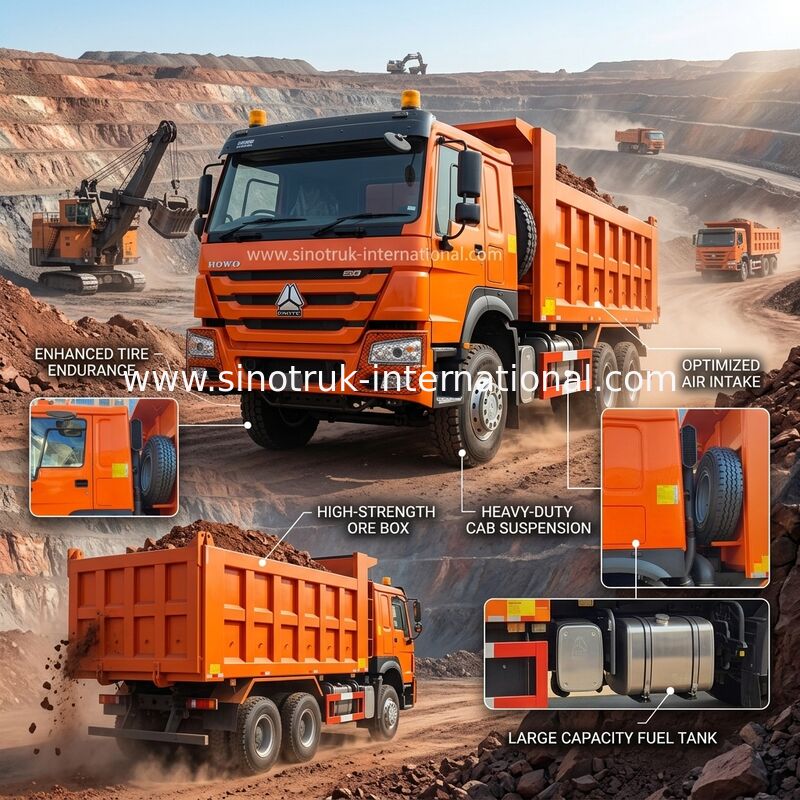 400 chevaux Orange HOWO camion à bascule RHD 6×4 10 roues Haute puissance