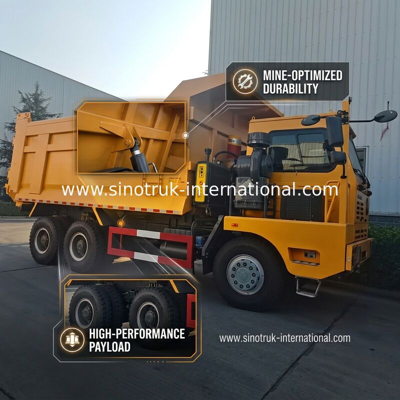 SINOTRUK Tipper Dump Truck résistante LHD avec le jaune squelettique de haute résistance unilatéral de cabine