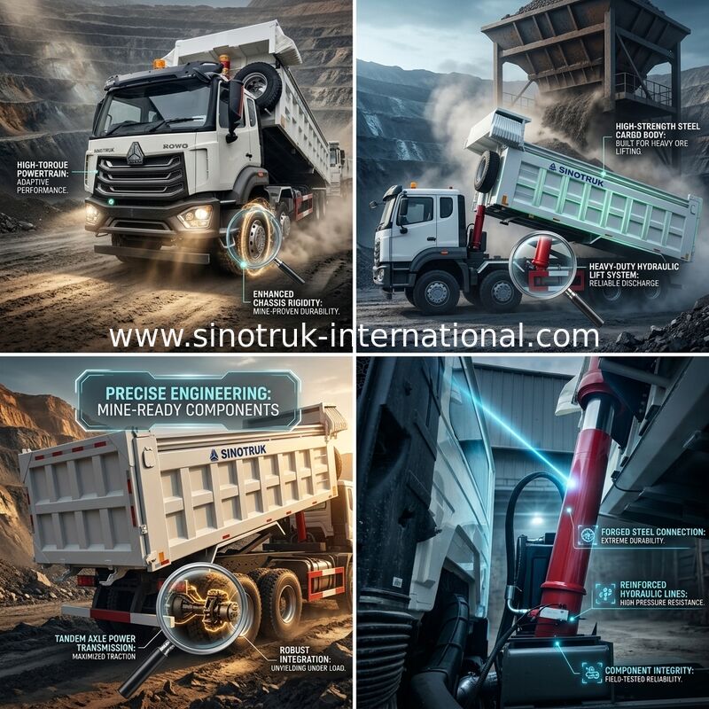 SINOTRUK HOWO Tipper Dump Truck Front Lifting résistante 8×4 RHD