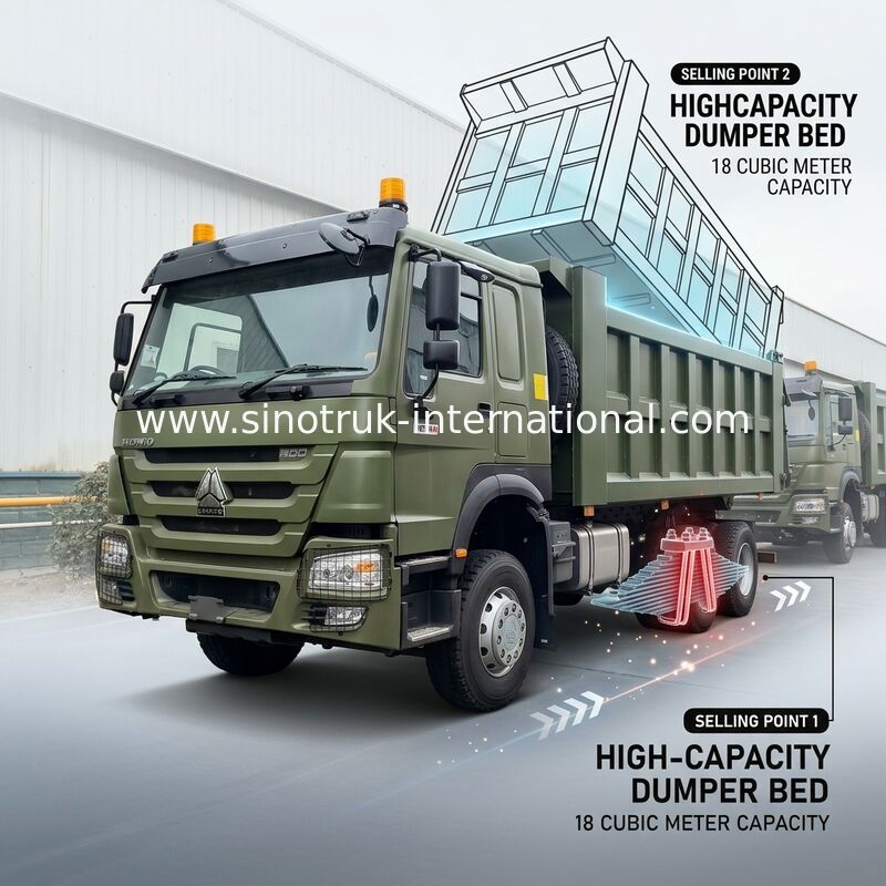 RHD 6×4 10 roues ZZ3257V3847B1R 400 chevaux vert HOWO camion à bascule haute puissance